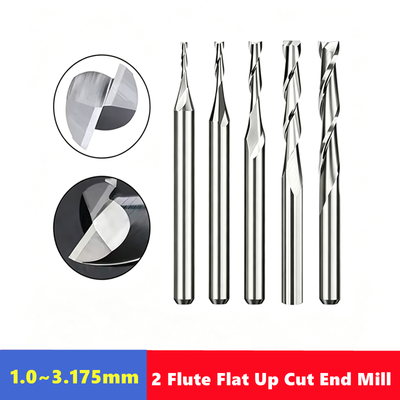 End Mill Set - 3,175 (1/8') хвостовик, 2-зубая плоская концевая
