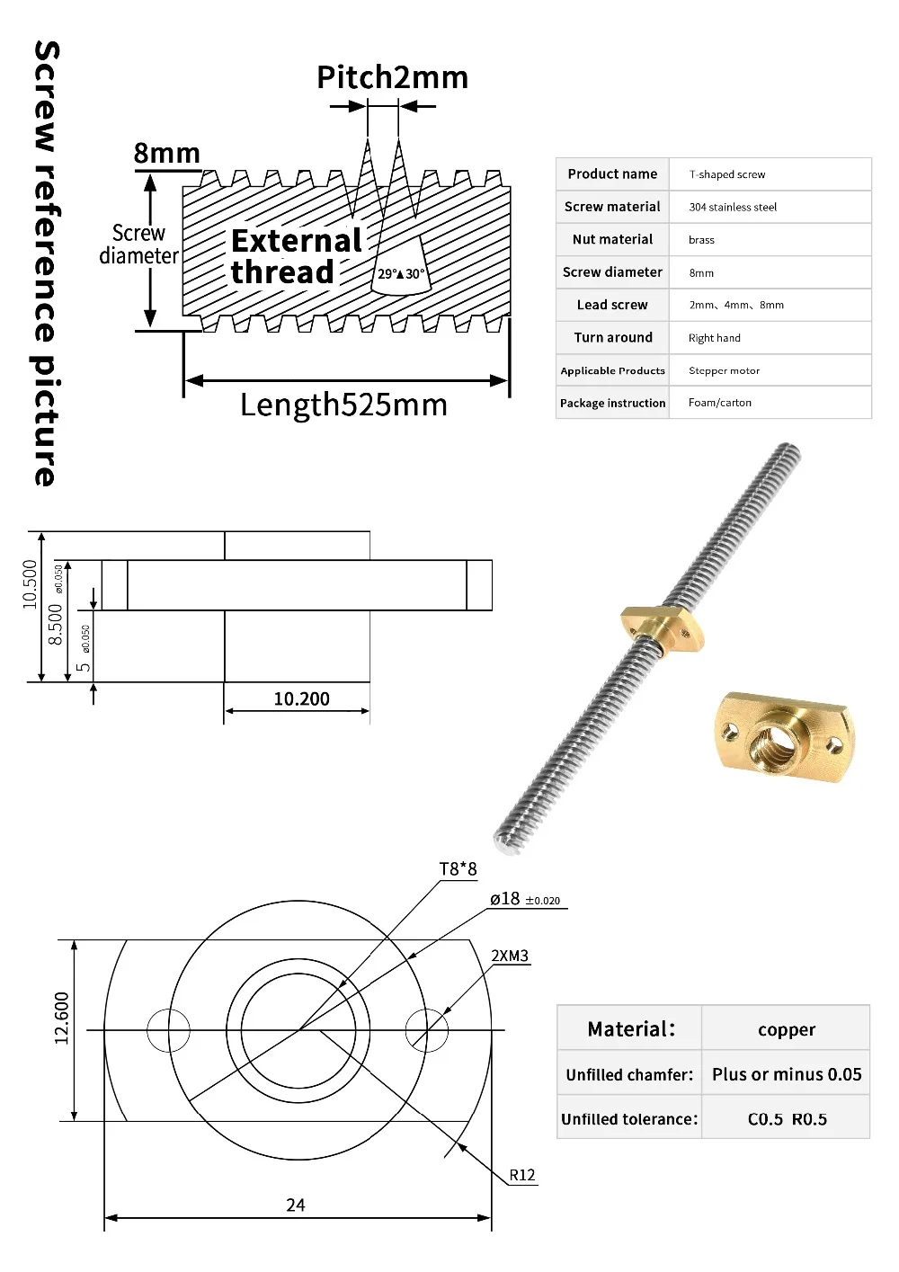 2 шт., свинцовые гайки для 3D- – обзор и цена Linear Rod 8Mm