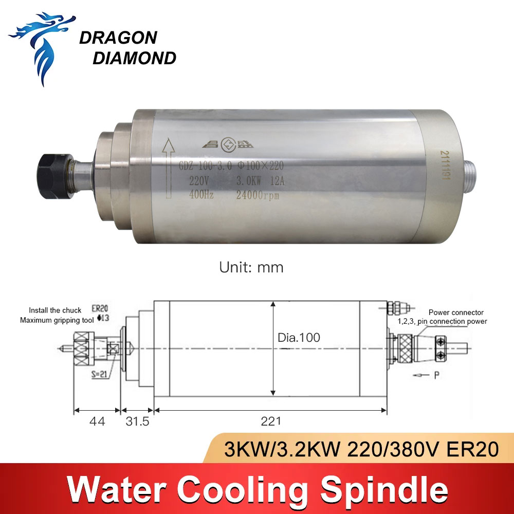 3KW комплект двигателя шпиндел – обзор и цена Water Cooled Spindle